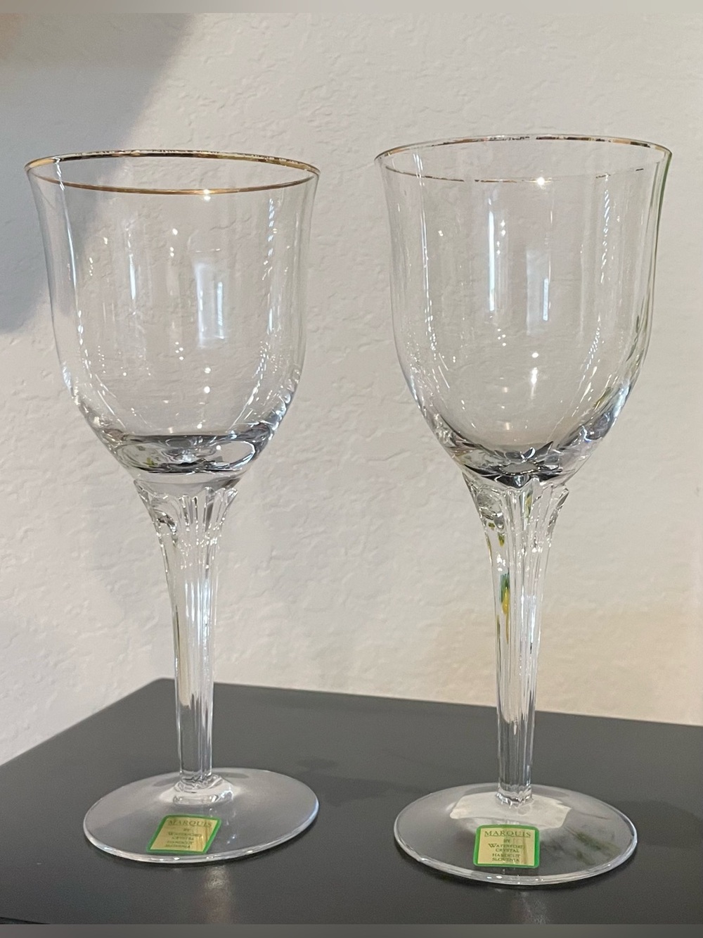 Marquis By Waterford Crystal Eternity Gold Wine Glasses, Set of 2.